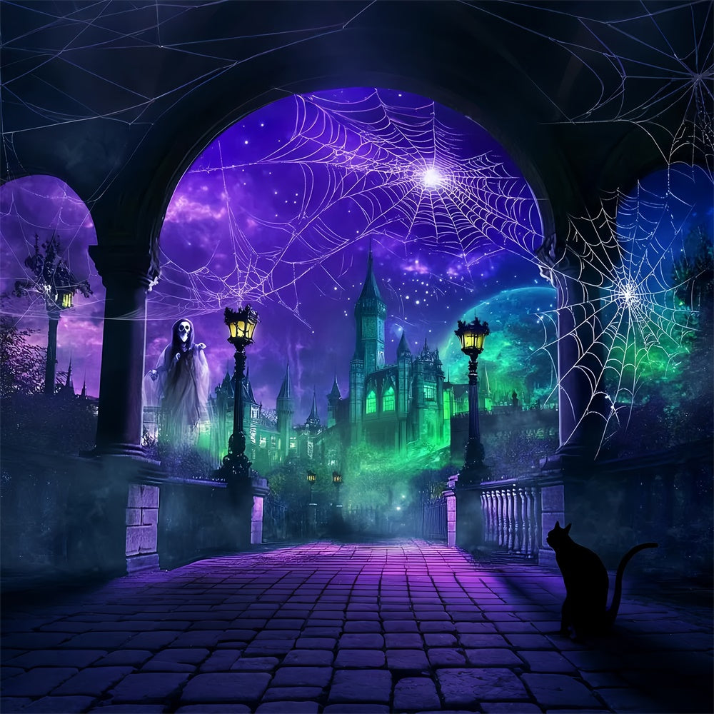 Halloween Fotohintergrund Enchanted Web Castle Backdrop LXX57-100