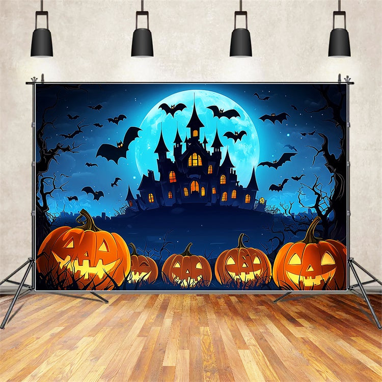 Halloween Backdrop Ideen Cartoon Spukschloss Hintergrund LXX57-102