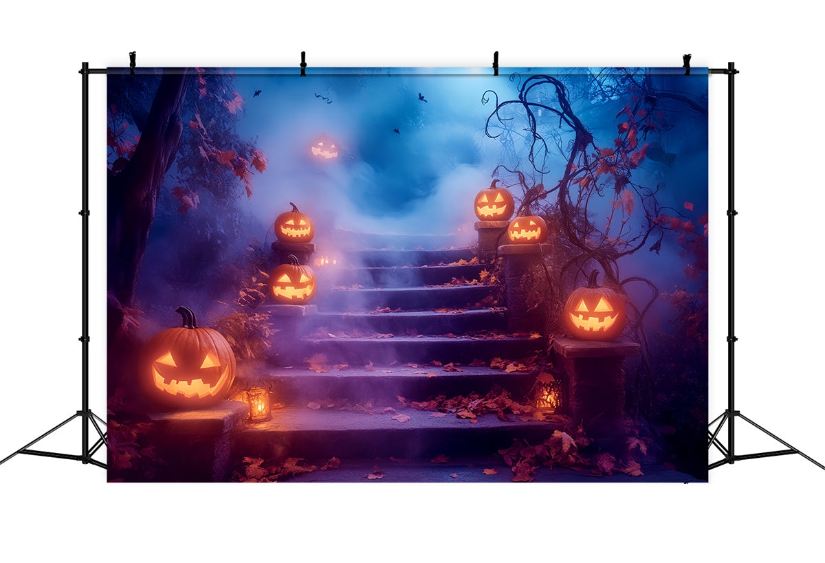 Gruselige Halloween Kulisse Glühender Kürbis Treppe Kulisse LXX57-105