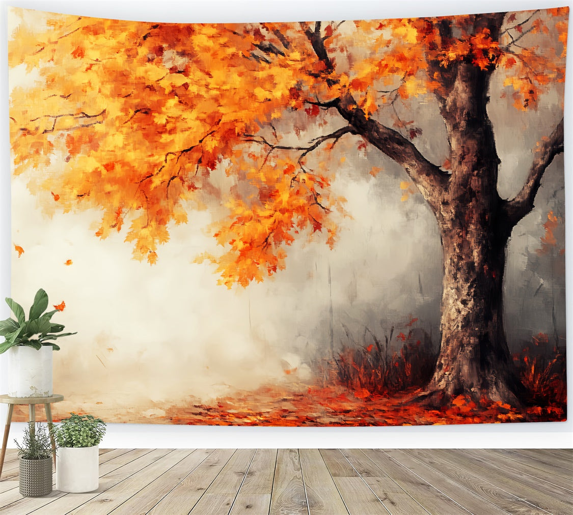 Herbst Fotokulisse Gemaltes Herbst Ahorn Hintergrundbild LXX57-165