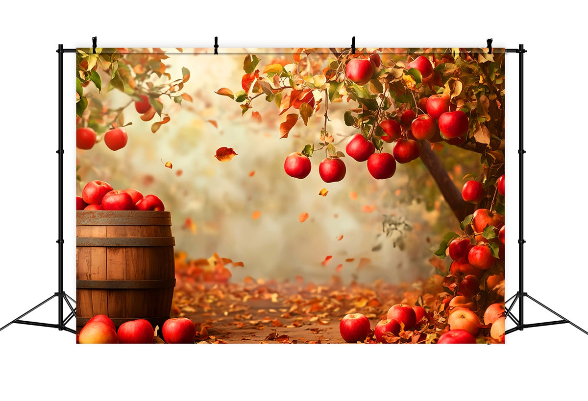 Herbst Fotokulisse Falling Leaves Apple Grove Backdrop LXX57-170