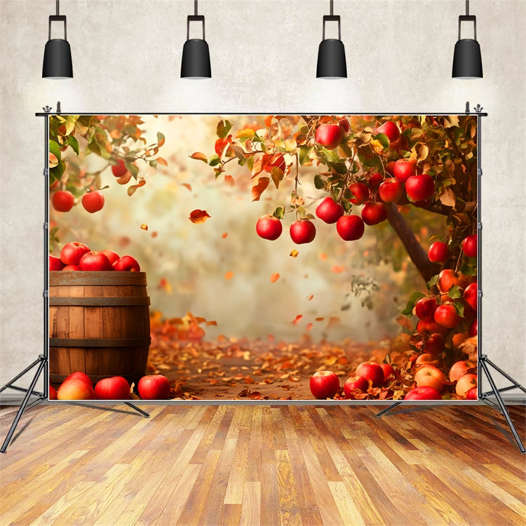 Herbst Fotokulisse Falling Leaves Apple Grove Backdrop LXX57-170