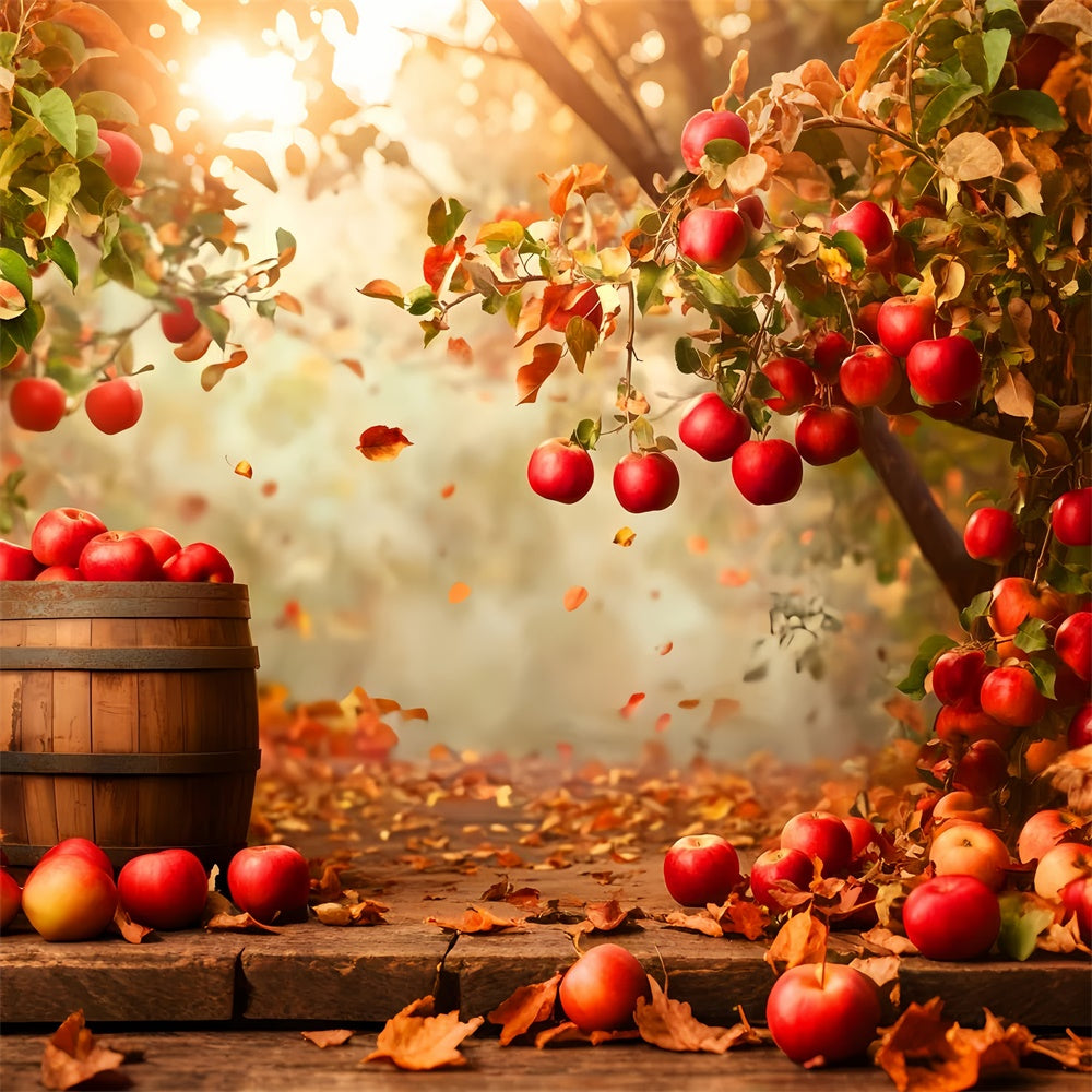 Herbst Fotokulisse Falling Leaves Apple Grove Backdrop LXX57-170