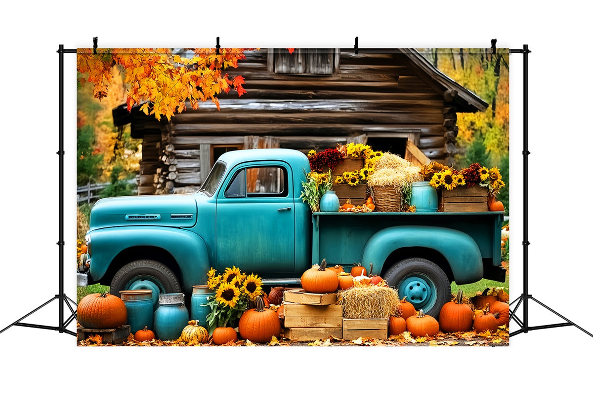 Herbst Backdrop für Fotos Hütte Ernte LKW Fotohintergrund LXX57-172