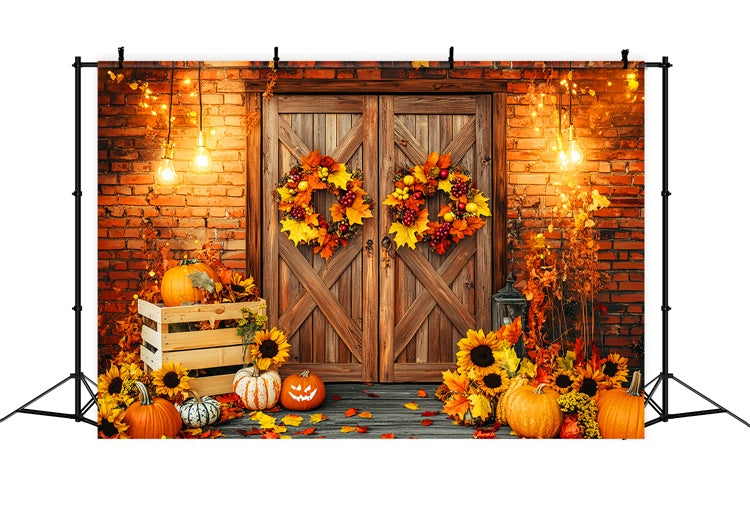Herbst Fotokulissen Kranz Veranda Licht Hintergrund LXX57-173