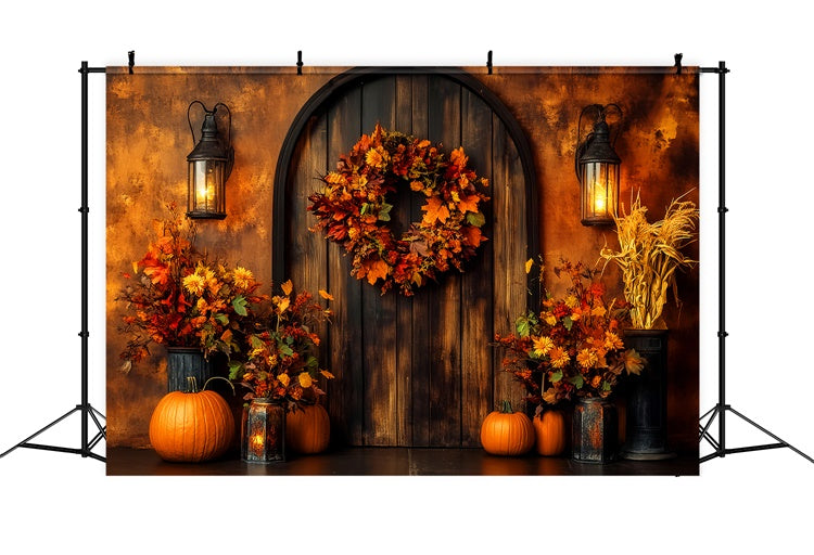 Herbst Fotohintergrund Erntekranz Türhintergrund LXX57-174