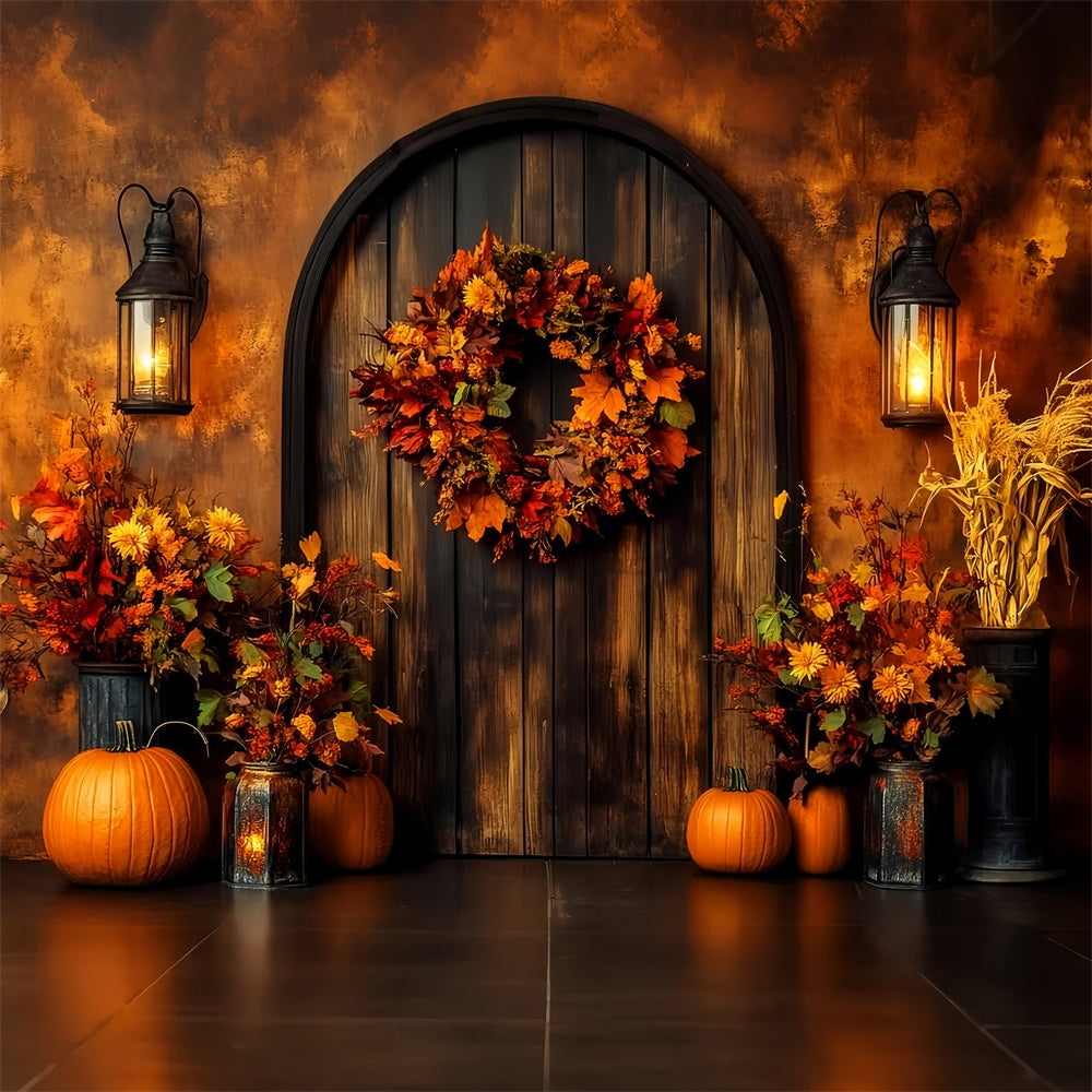 Herbst Fotohintergrund Erntekranz Türhintergrund LXX57-174
