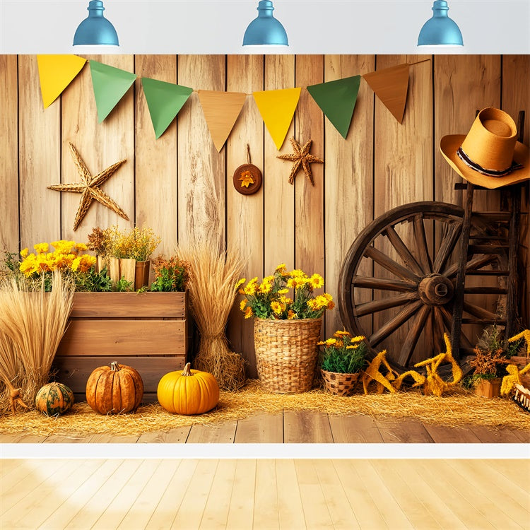 Herbst Fotokulissen Holz Wand Blume Hintergrund LXX57-176