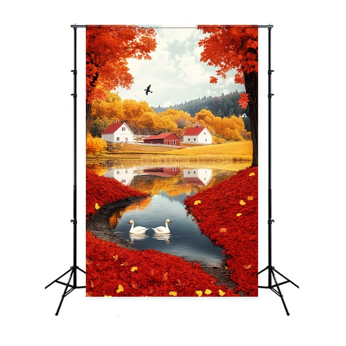 Herbsthintergrund Scharlachrotes Blatt Seedorf Backdrop LXX57-180