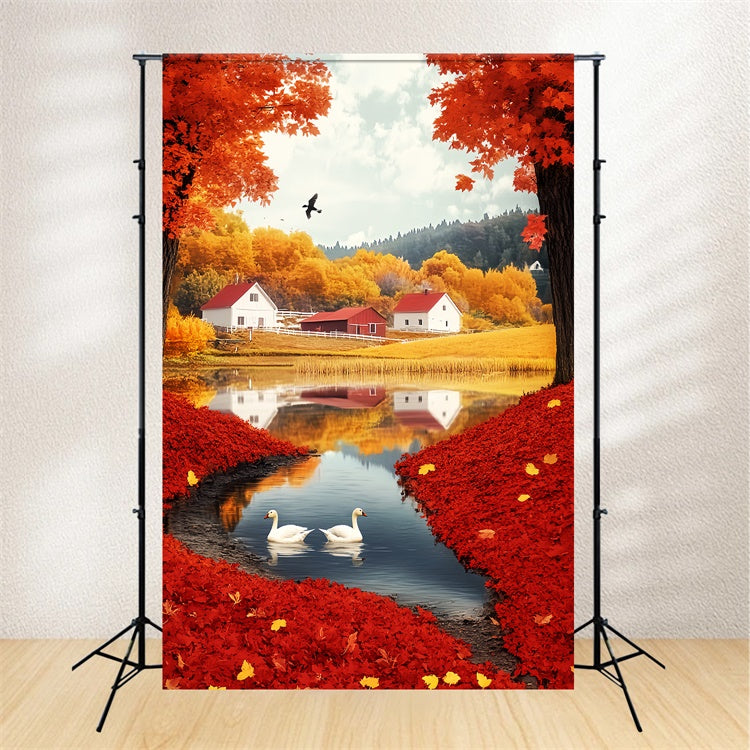Herbsthintergrund Scharlachrotes Blatt Seedorf Backdrop LXX57-180