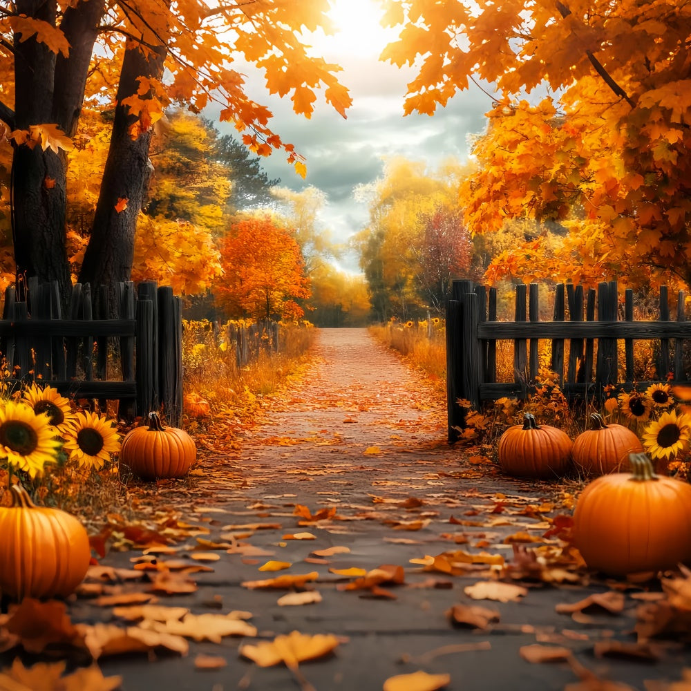 Herbst Fotokulisse Rustikaler Zaun Ernte Wald Fotohintergrund LXX57-181