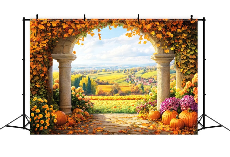 Herbst Hintergrundkulisse Rustikale Bogen-Gartenansicht Fotohintergrund LXX57-185