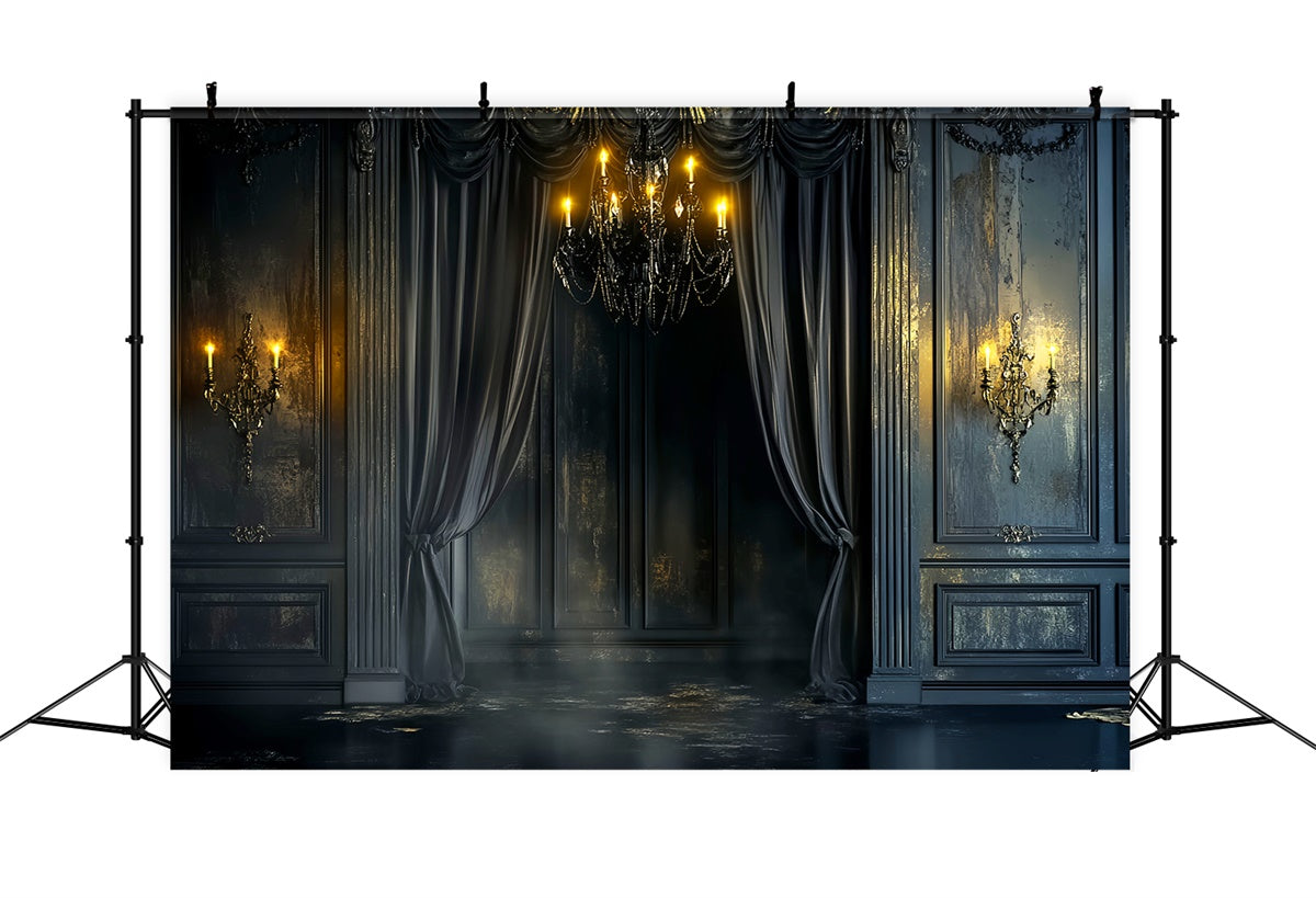 Barocke Hintergrundkulisse Schwarzer Samt Kerzenlicht Vintage Hintergrund LXX57-188