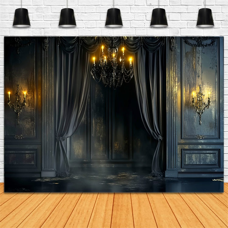 Barocke Hintergrundkulisse Schwarzer Samt Kerzenlicht Vintage Hintergrund LXX57-188