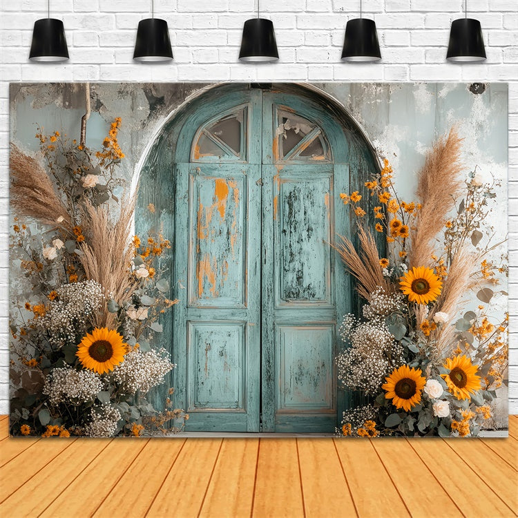 Vintage Fotokulisse Shabby Sunflower Porch Backdrop LXX57-189