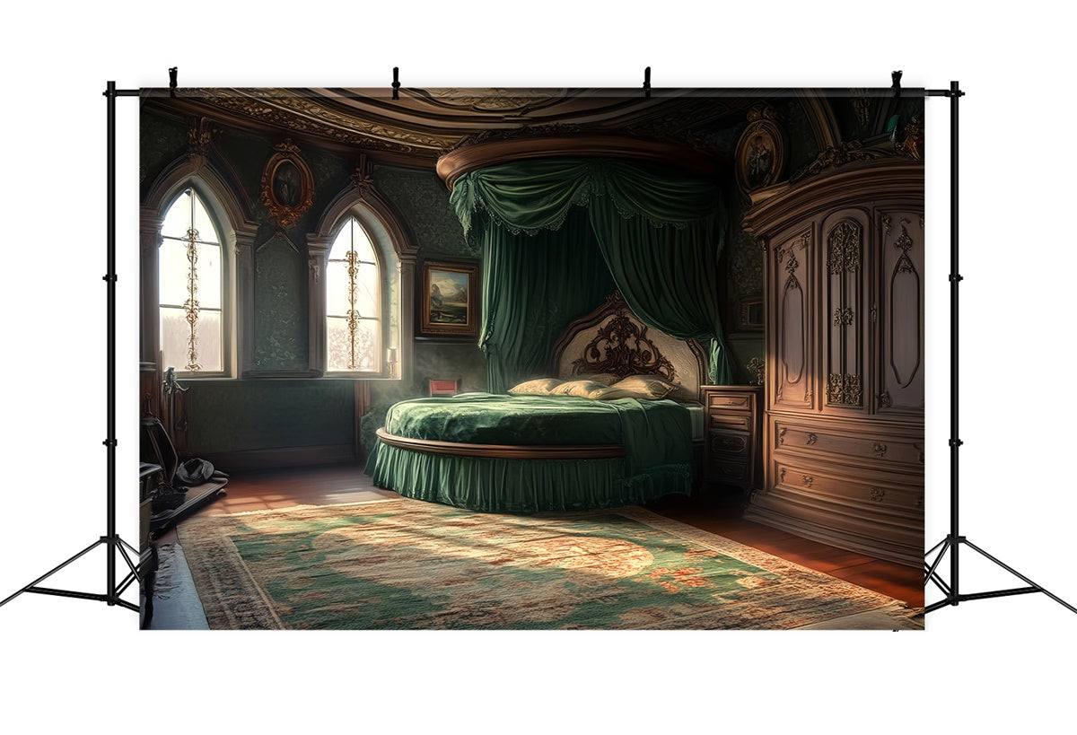Viktorianischer Hintergrund Regal Emerald Schlafzimmer Vintage Hintergrund LXX57-204