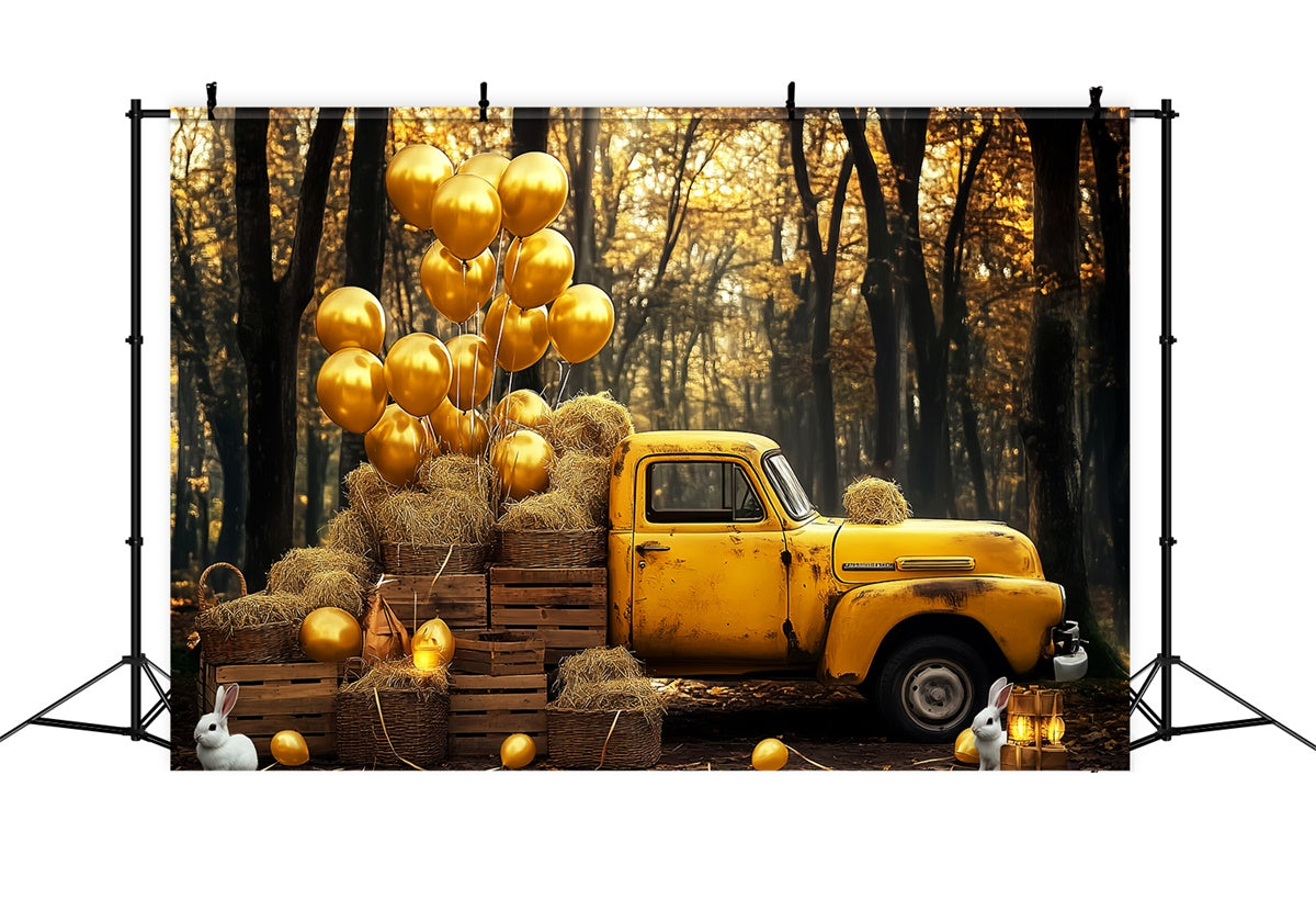 Vintage Backdrop Luftballons Truck Herbst Wald Backdrop LXX57-211