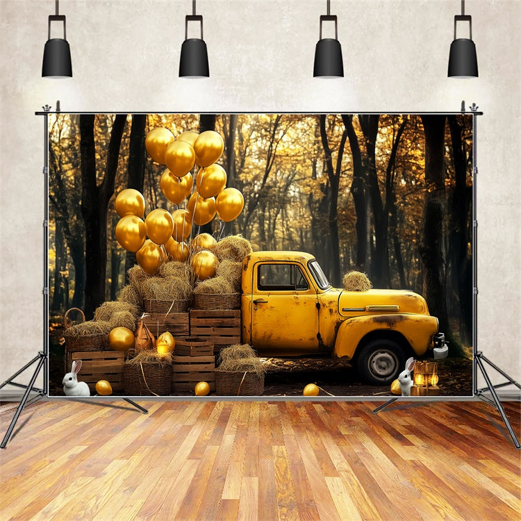 Vintage Backdrop Luftballons Truck Herbst Wald Backdrop LXX57-211