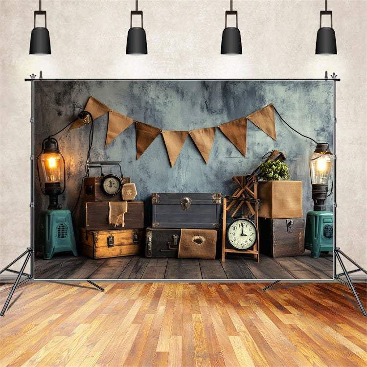 Retro Fotokulisse Banner Uhr Vintage Kulissen LXX57-213