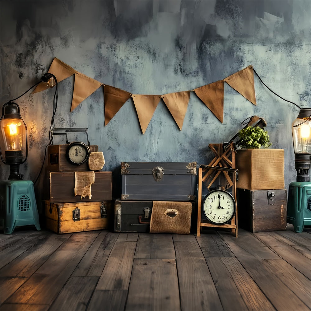 Retro Fotokulisse Banner Uhr Vintage Kulissen LXX57-213