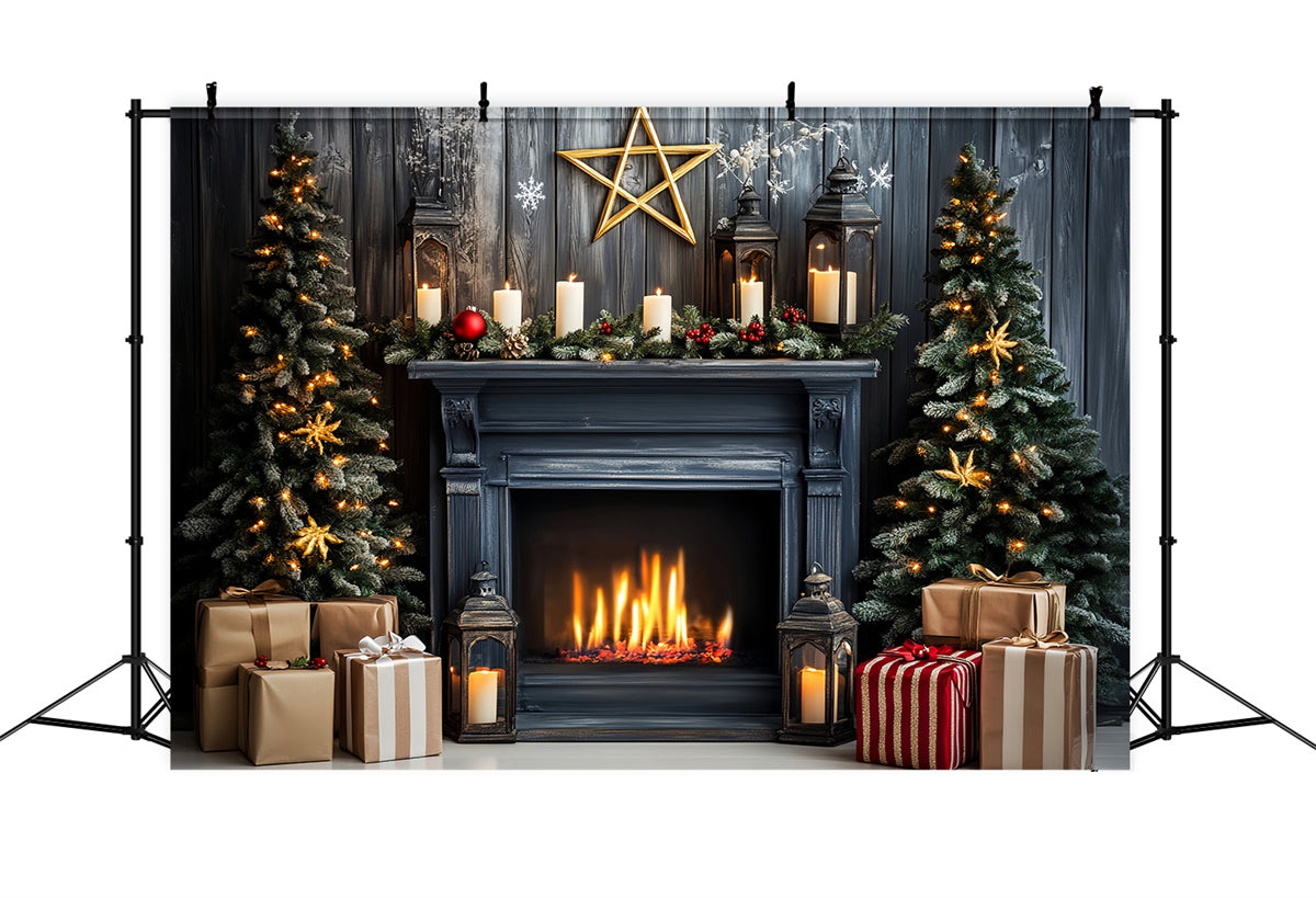 Vintage Weihnachten Backdrop Gemütlicher Kamin Backdrop LXX57-215