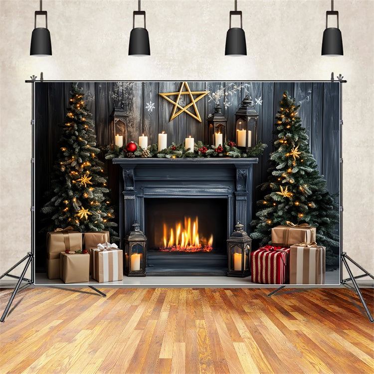 Vintage Weihnachten Backdrop Gemütlicher Kamin Backdrop LXX57-215