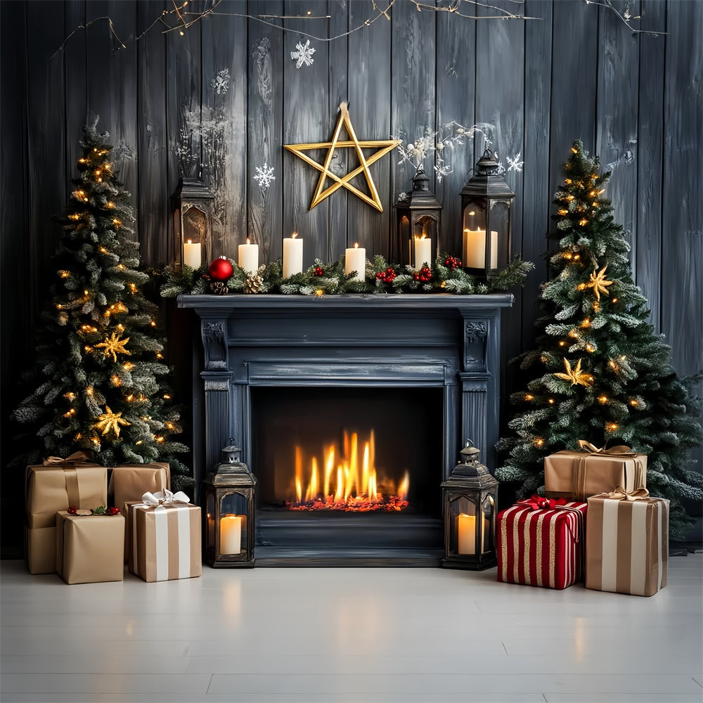 Vintage Weihnachten Backdrop Gemütlicher Kamin Backdrop LXX57-215