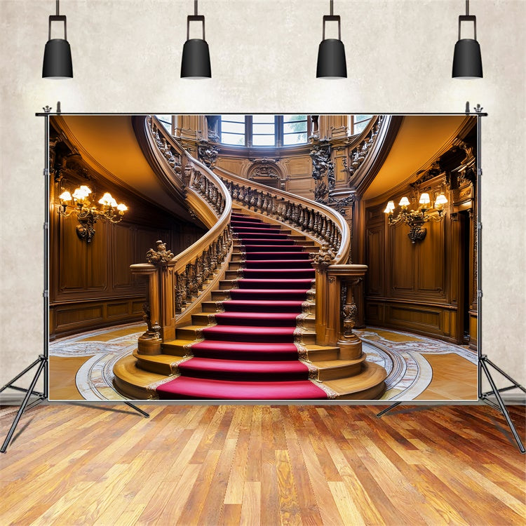 Viktorianische Fotokulisse Roter Teppich Treppe Vintage Kulisse LXX57-217