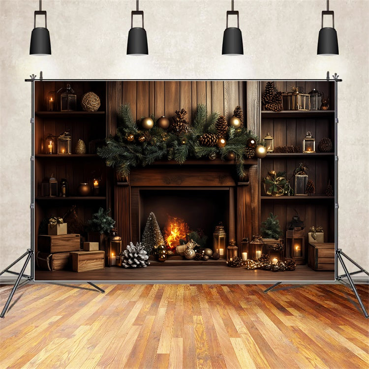 Vintage Weihnachten Backdrop Pine Hearth Holiday Backdrop LXX57-218