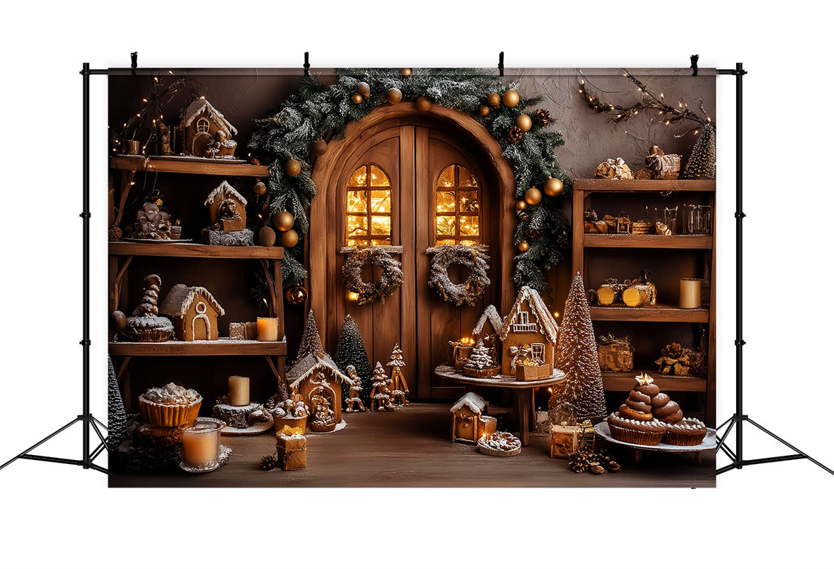 Vintage Christmas Backdrop Lebkuchen Dorf Hintergrund LXX57-222