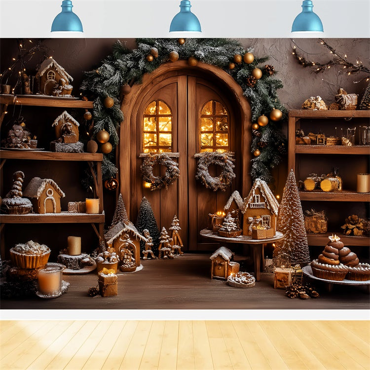 Vintage Christmas Backdrop Lebkuchen Dorf Hintergrund LXX57-222