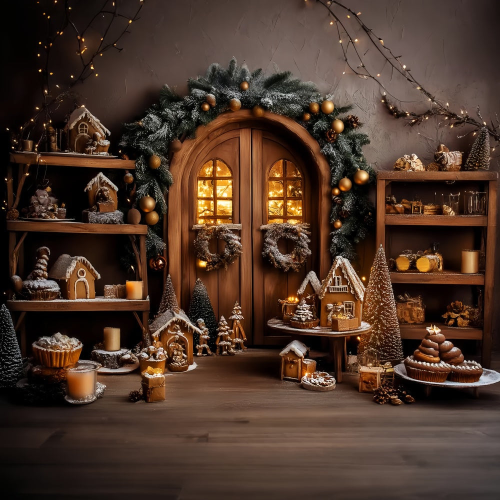 Vintage Christmas Backdrop Lebkuchen Dorf Hintergrund LXX57-222