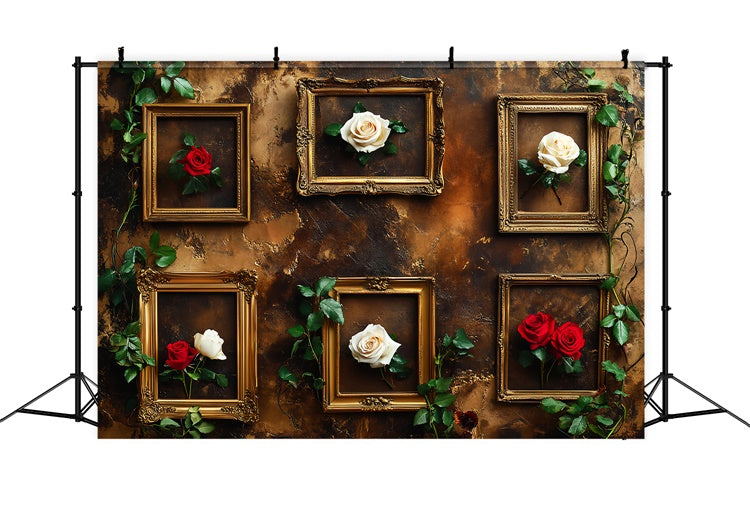 Barock Backdrop Golden Frame Rose Vintage Wandhintergrund LXX57-233