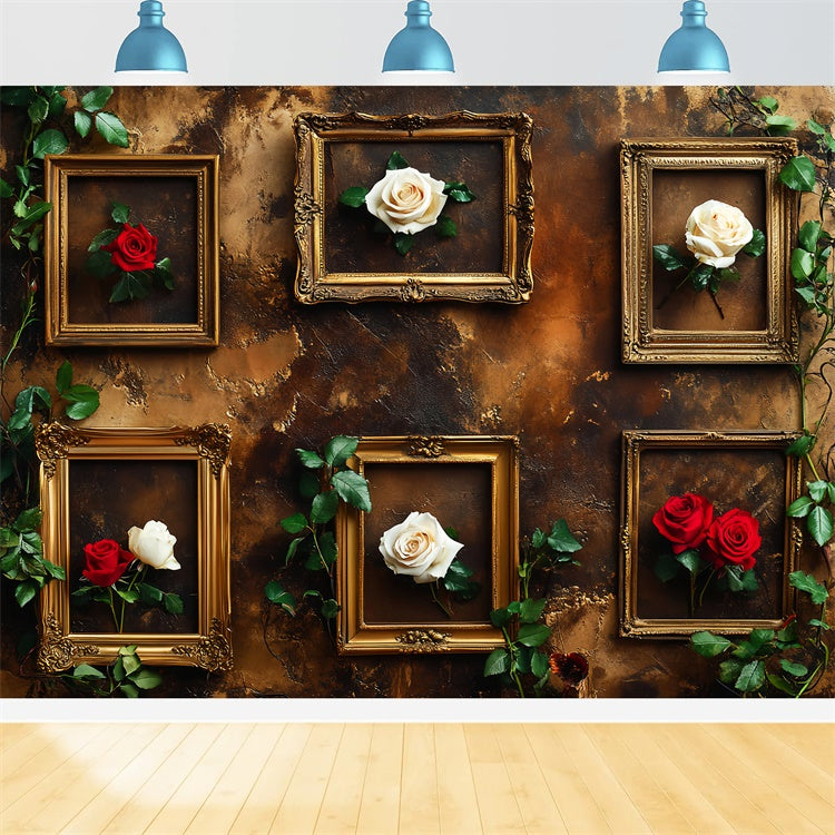 Barock Backdrop Golden Frame Rose Vintage Wandhintergrund LXX57-233
