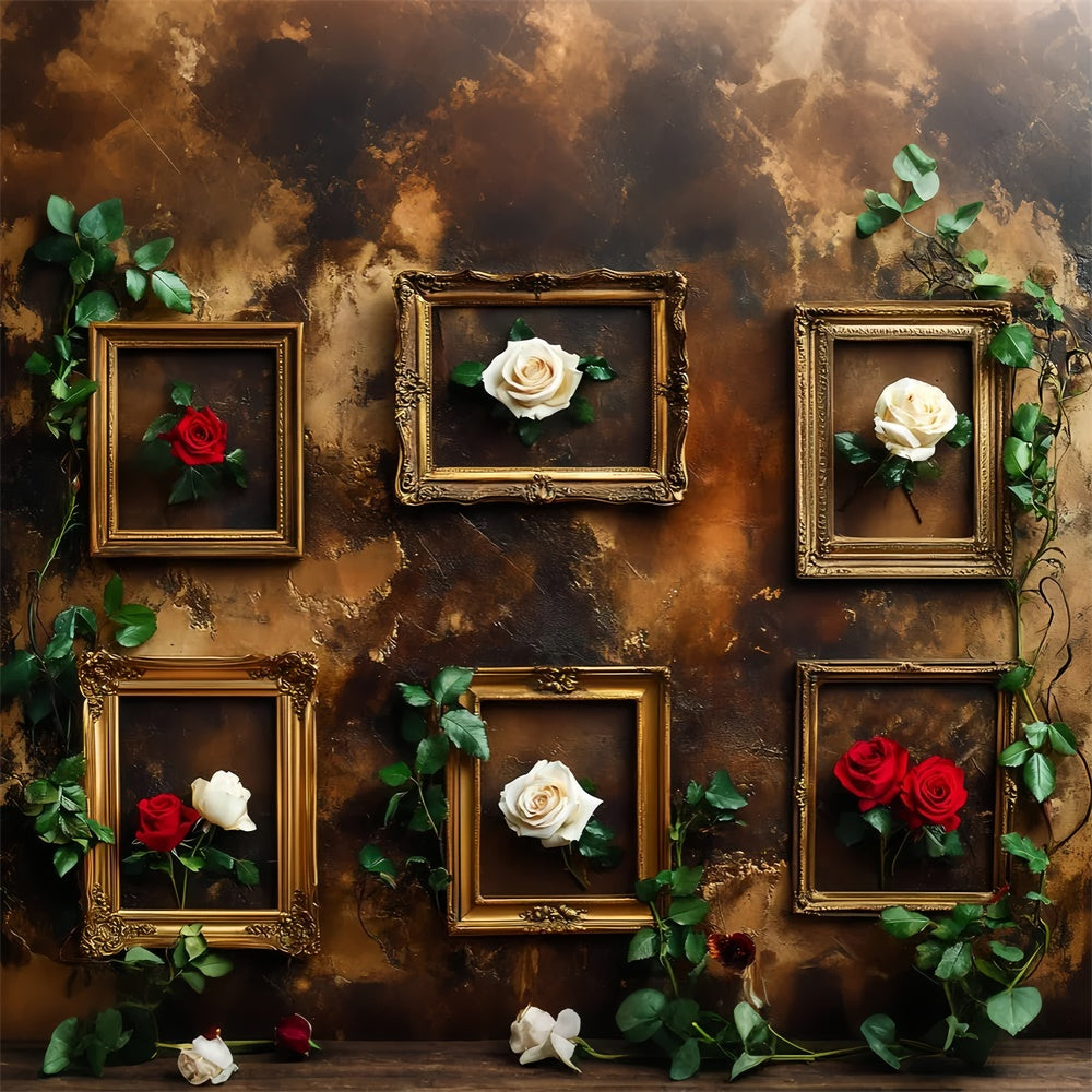 Barock Backdrop Golden Frame Rose Vintage Wandhintergrund LXX57-233