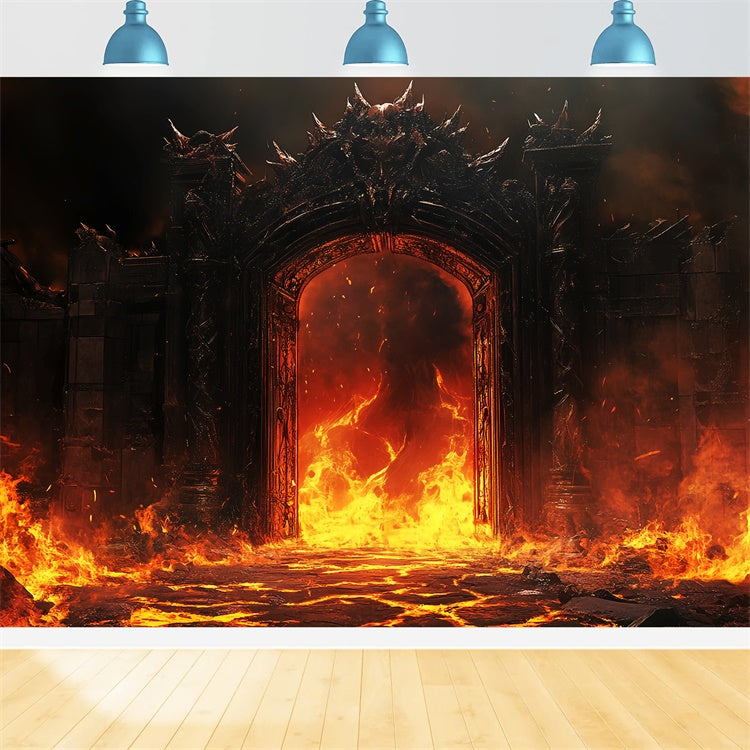 Vintage Fotokulissen Verfluchte Flamme Bogengang Hintergrund LXX57-235