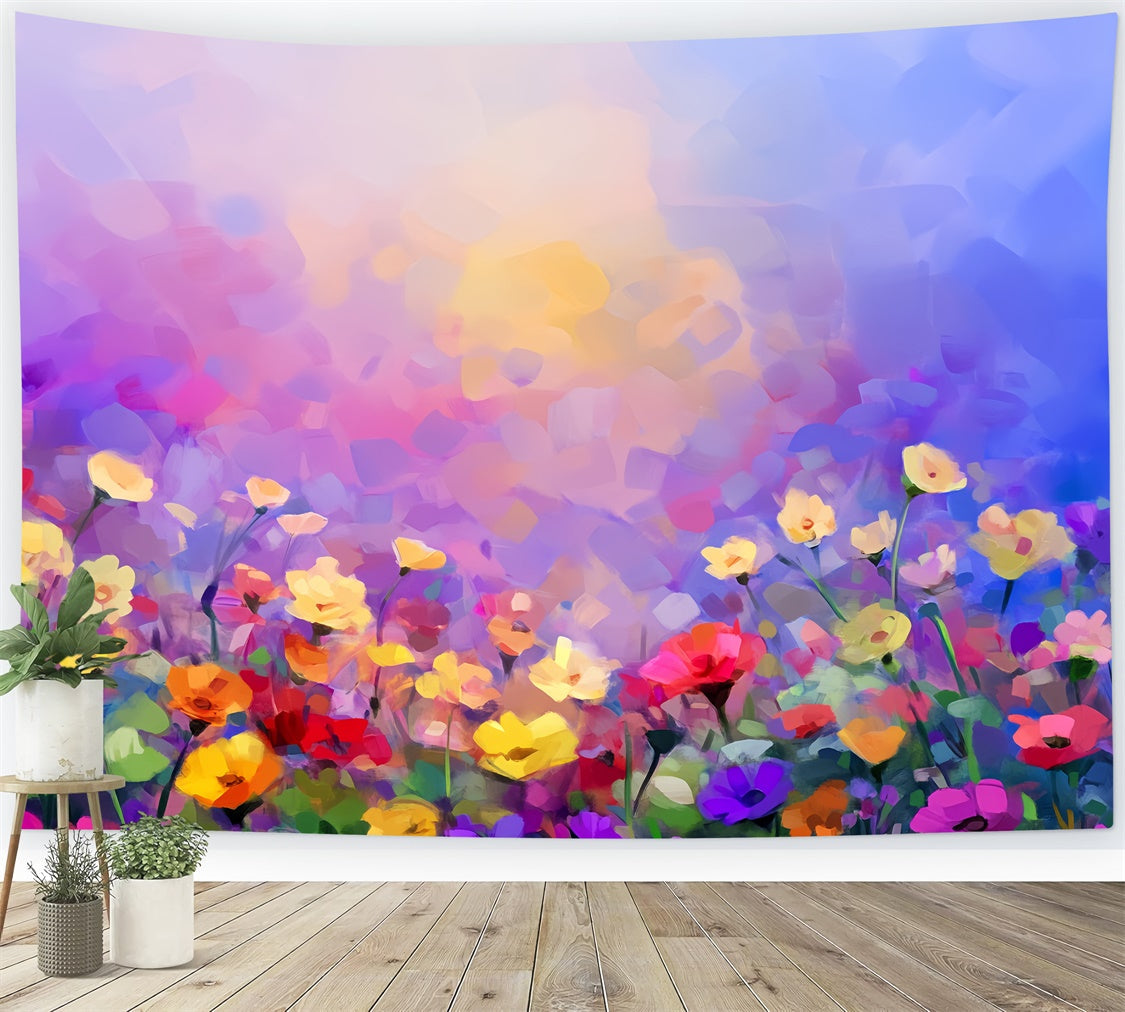 Porträt-Hintergrund Wildblumenfeld Aquarell-Hintergrund LXX57-272