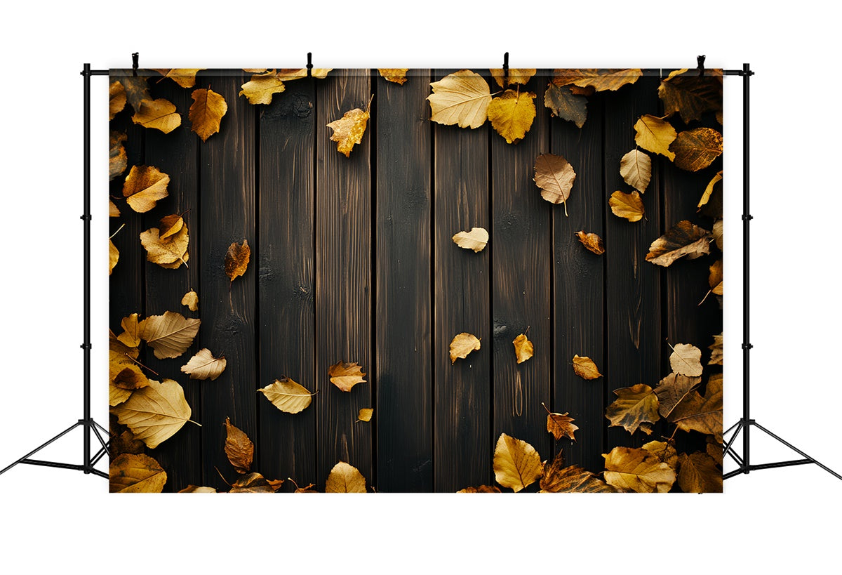 Dunkler Holzhintergrund Goldene Blätter Walnuss-Hintergrund LXX57-299