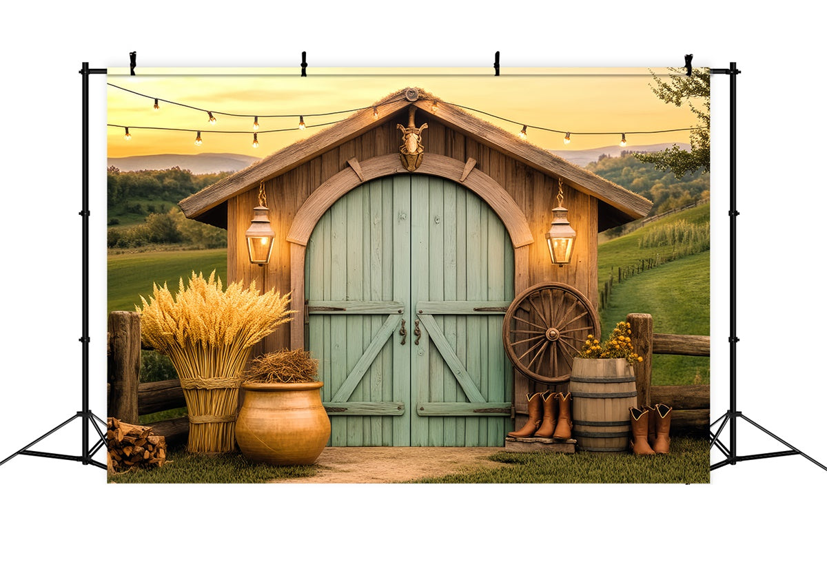 Scheune Backdrop Rustikale Laterne Licht Bauernhof Foto Hintergrund LXX57-373