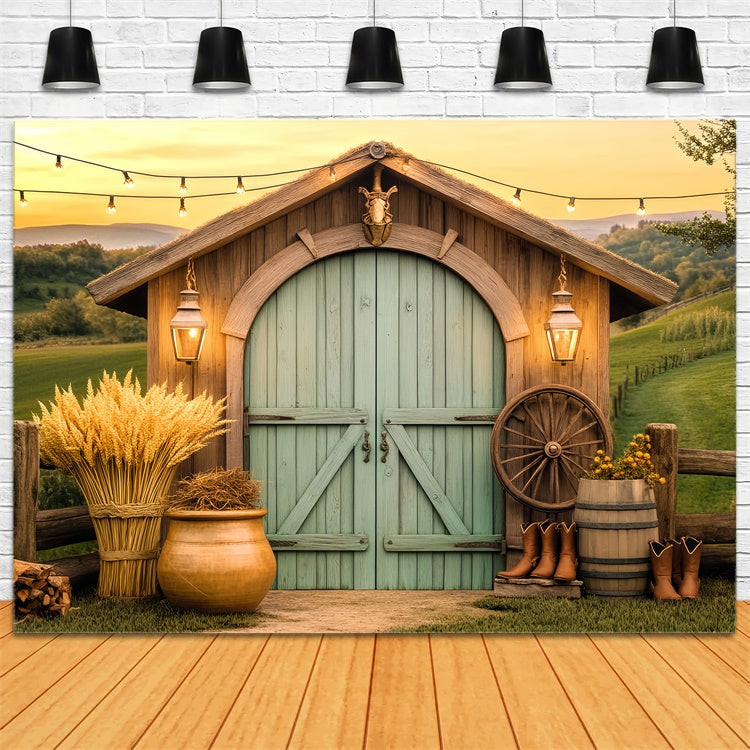 Scheune Backdrop Rustikale Laterne Licht Bauernhof Foto Hintergrund LXX57-373