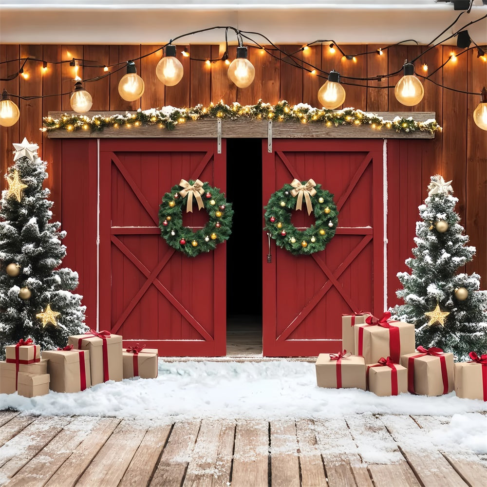 Scheune Fotokulisse Verschneites Geschenk Weihnachtskulisse LXX57-377