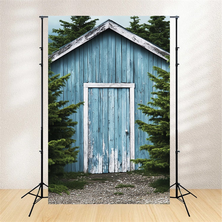 Scheune Fotokulisse Woodland Blue Scheune Foto Hintergrund LXX57-395