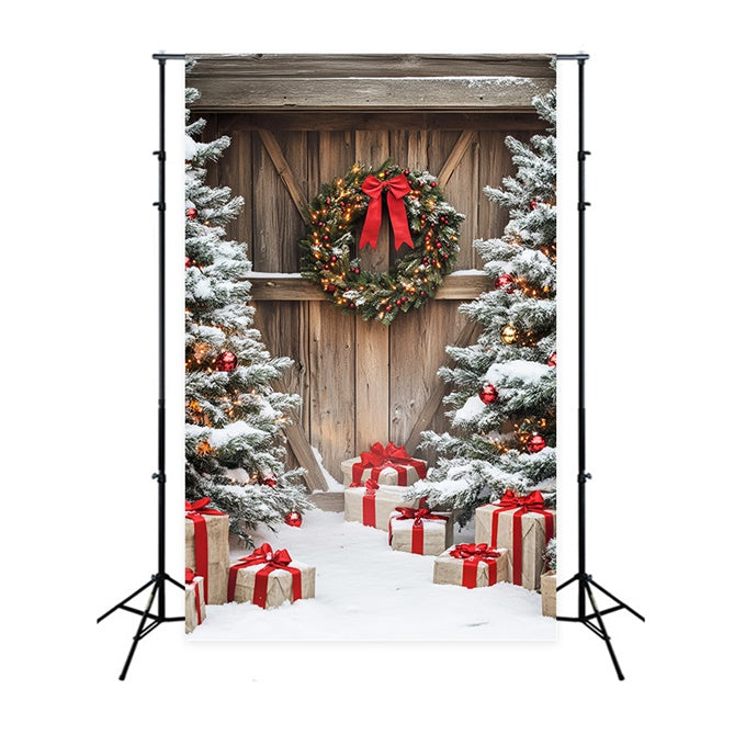 Barn Door Backdrops Rustic Christmas Porch Foto Hintergrund LXX57-397