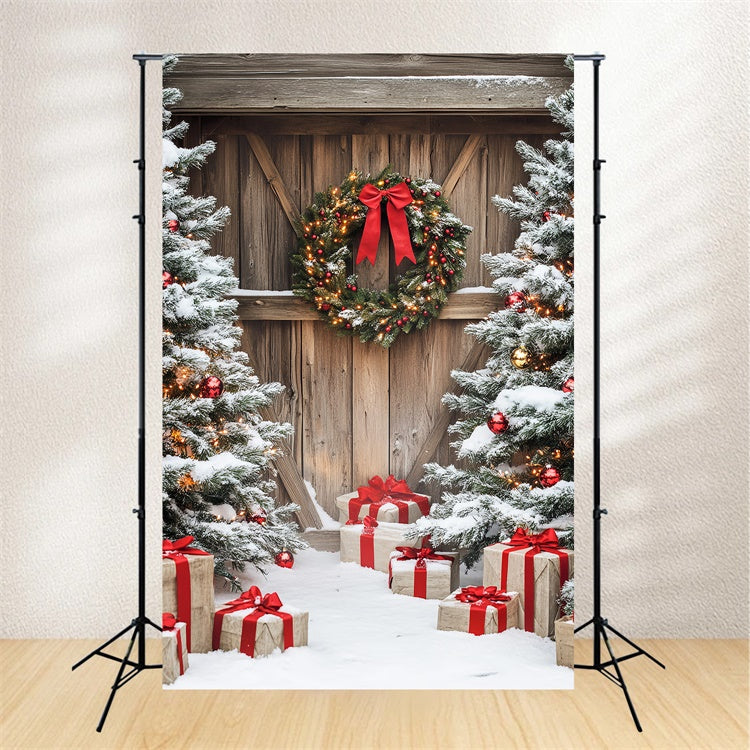 Barn Door Backdrops Rustic Christmas Porch Foto Hintergrund LXX57-397