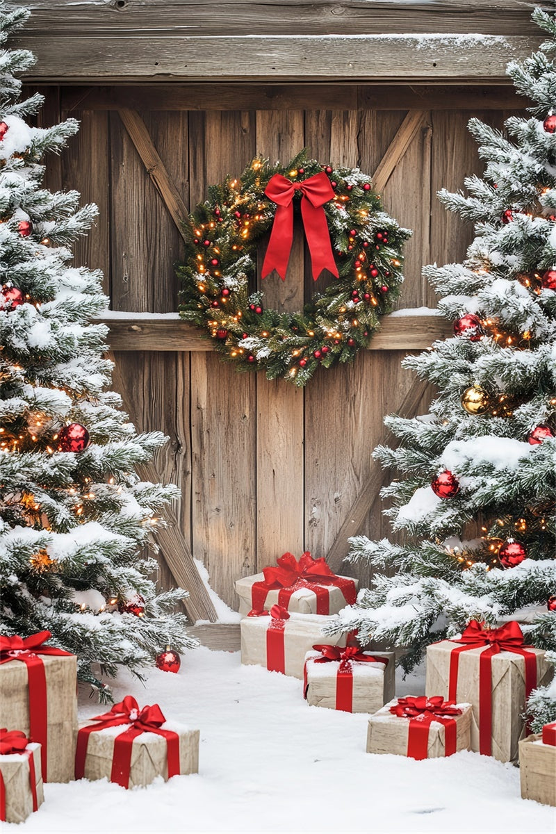 Barn Door Backdrops Rustic Christmas Porch Foto Hintergrund LXX57-397