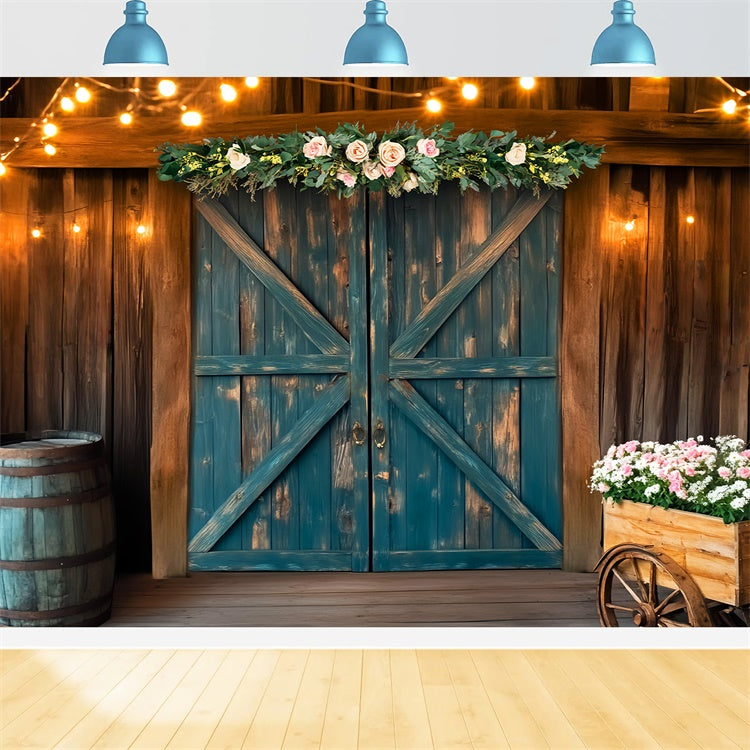 Scheune Fotokulisse Romantisch Bauernhof Floral Foto Hintergrund LXX57-406