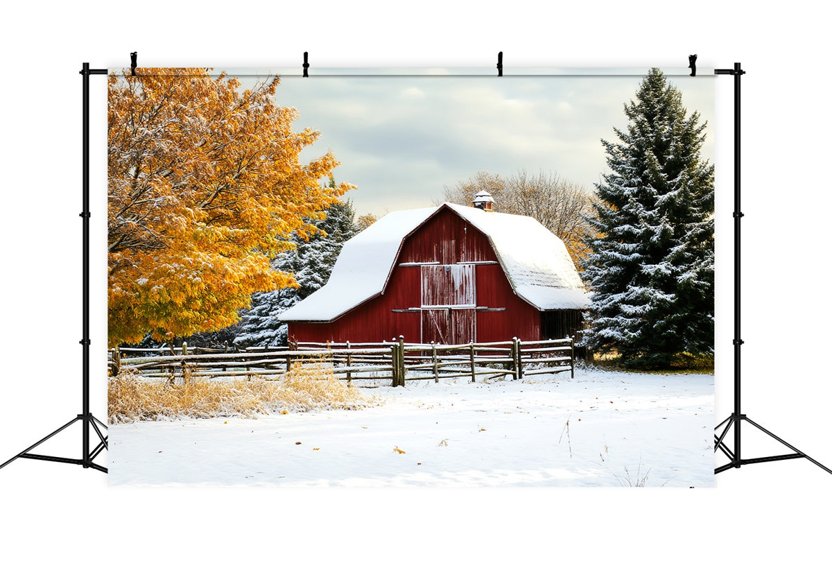 Rote Scheune Hintergrund Winterernte Scheune Foto Hintergrund LXX57-409