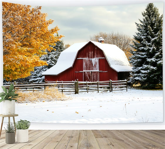 Rote Scheune Hintergrund Winterernte Scheune Foto Hintergrund LXX57-409