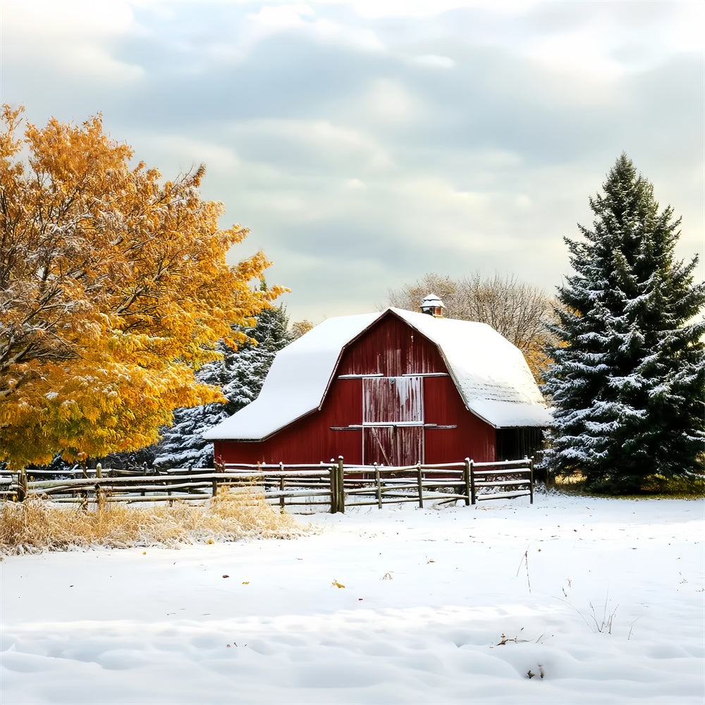 Rote Scheune Hintergrund Winterernte Scheune Foto Hintergrund LXX57-409