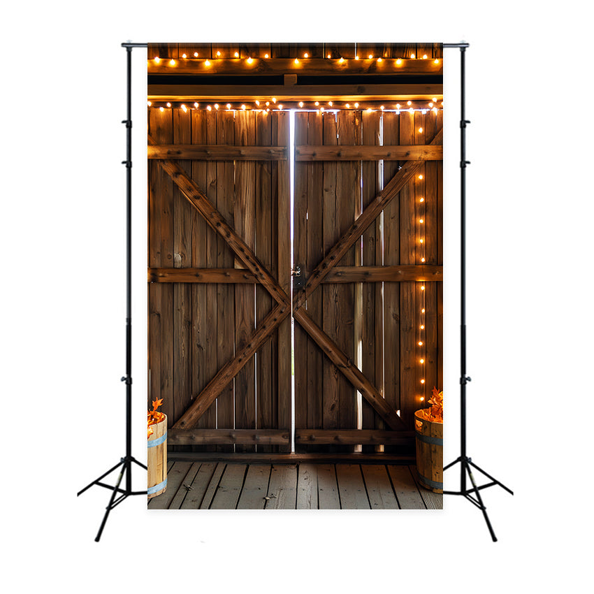 Scheunentor Fotokulisse Gemütliche String Light Foto Hintergrund LXX57-417